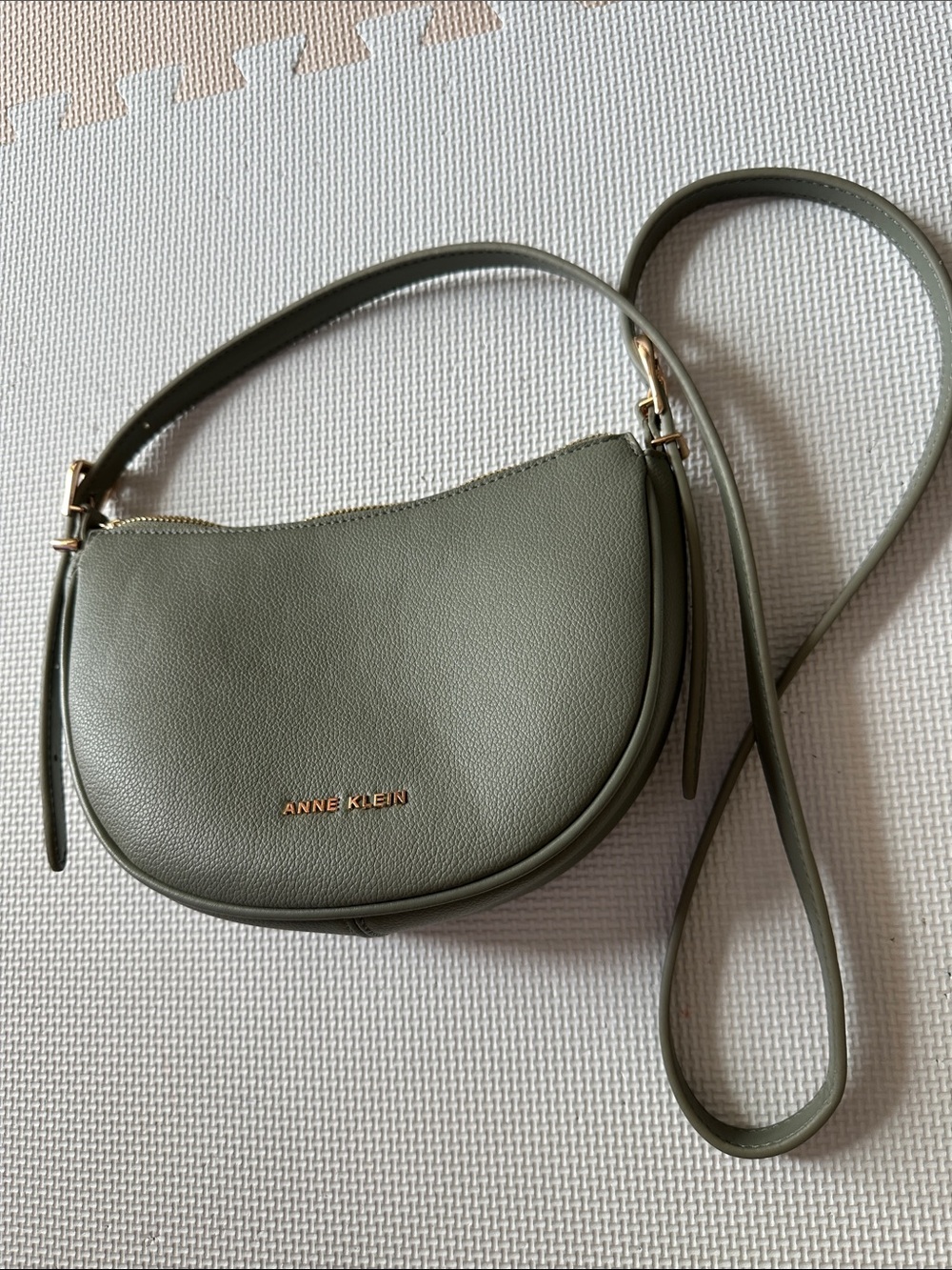 Anne Klein Sage Crescent Crossbody with Gold-Tone Logo